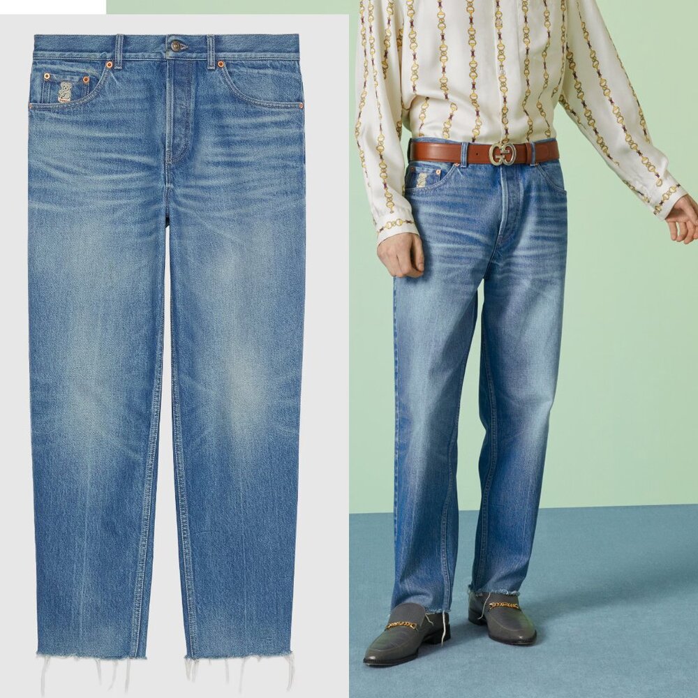 GUCCI JEANS MENS WASHED ORGANIC DENIM PANTS TROUSERS w KOALA PATCH sz 32